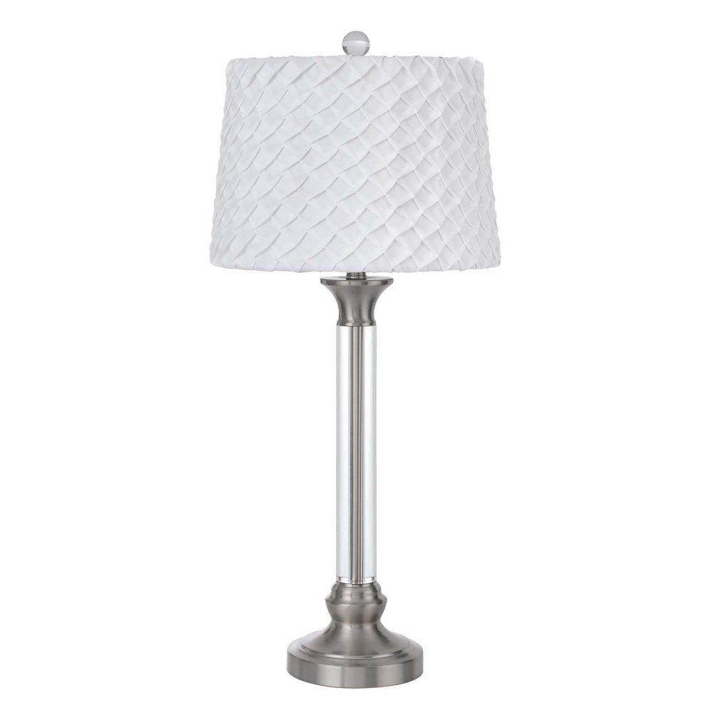 32" Nickel Metal Table Lamp With White Empire Shade HomeRoots