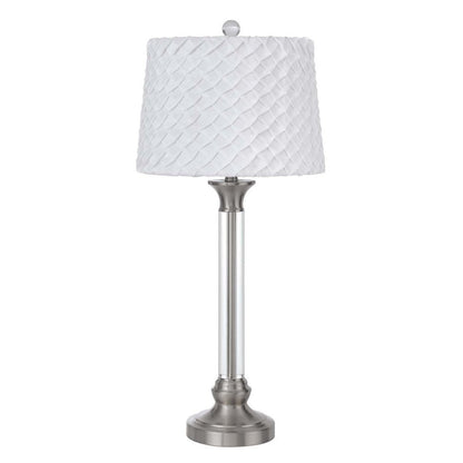32" Nickel Metal Table Lamp With White Empire Shade HomeRoots