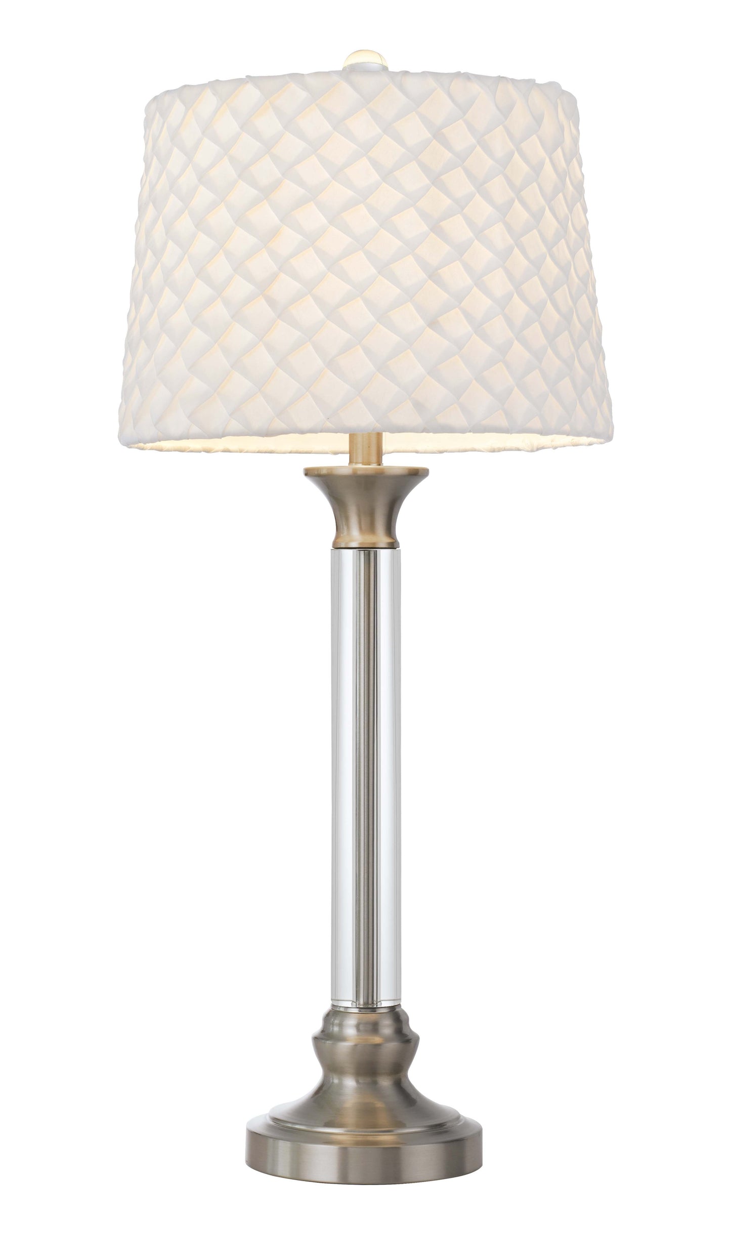 32" Nickel Metal Table Lamp With White Empire Shade