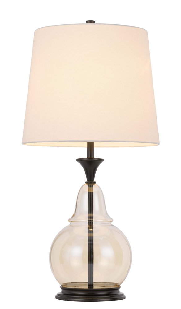 28" Clear Metal Table Lamp With White Empire Shade HomeRoots