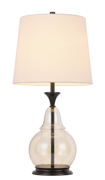 28" Clear Metal Table Lamp With White Empire Shade HomeRoots