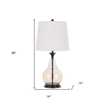 28" Clear Metal Table Lamp With White Empire Shade HomeRoots