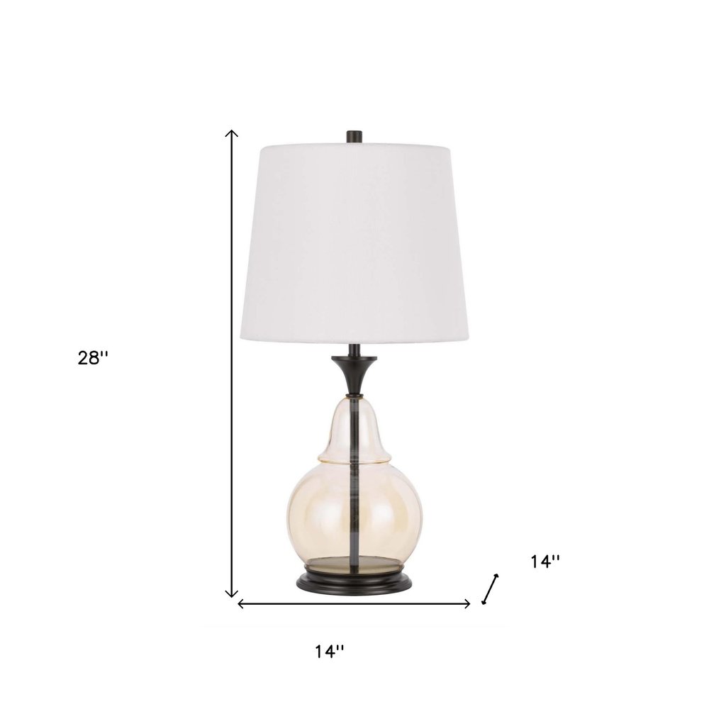 28" Clear Metal Table Lamp With White Empire Shade — view 3