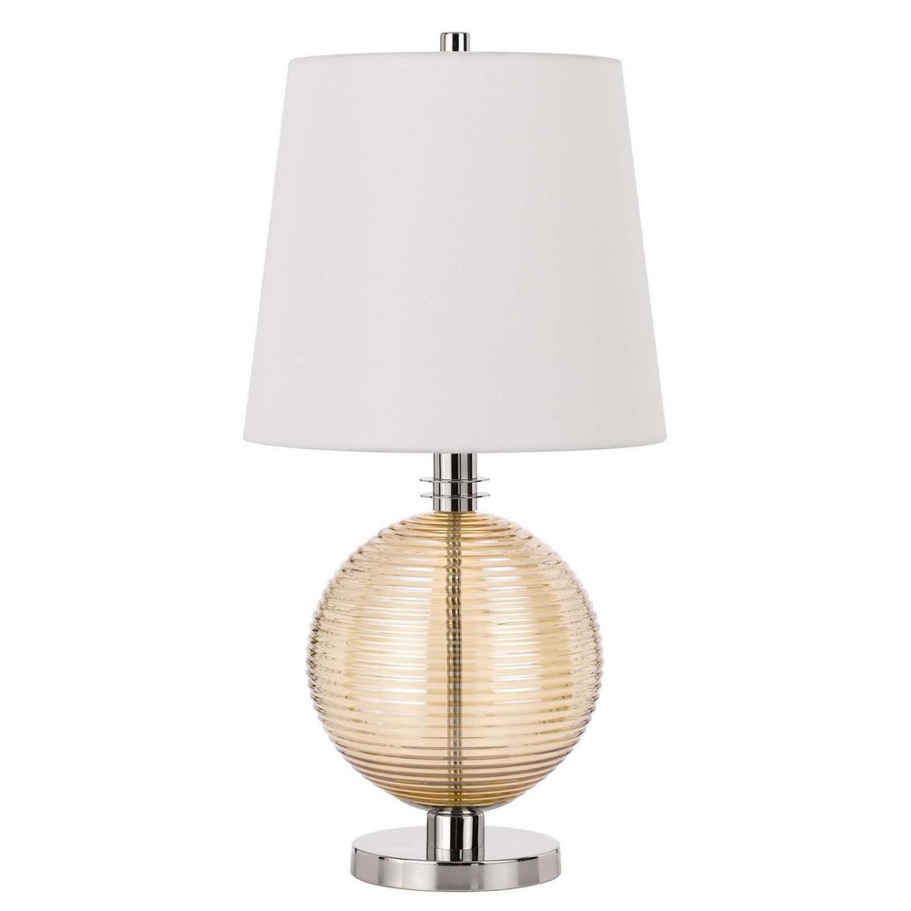 28" Nickel Metal Globe Table Lamp With White Empire Shade — view 1