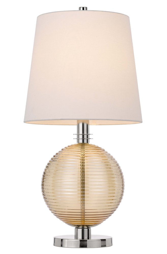 28" Nickel Metal Globe Table Lamp With White Empire Shade — view 2