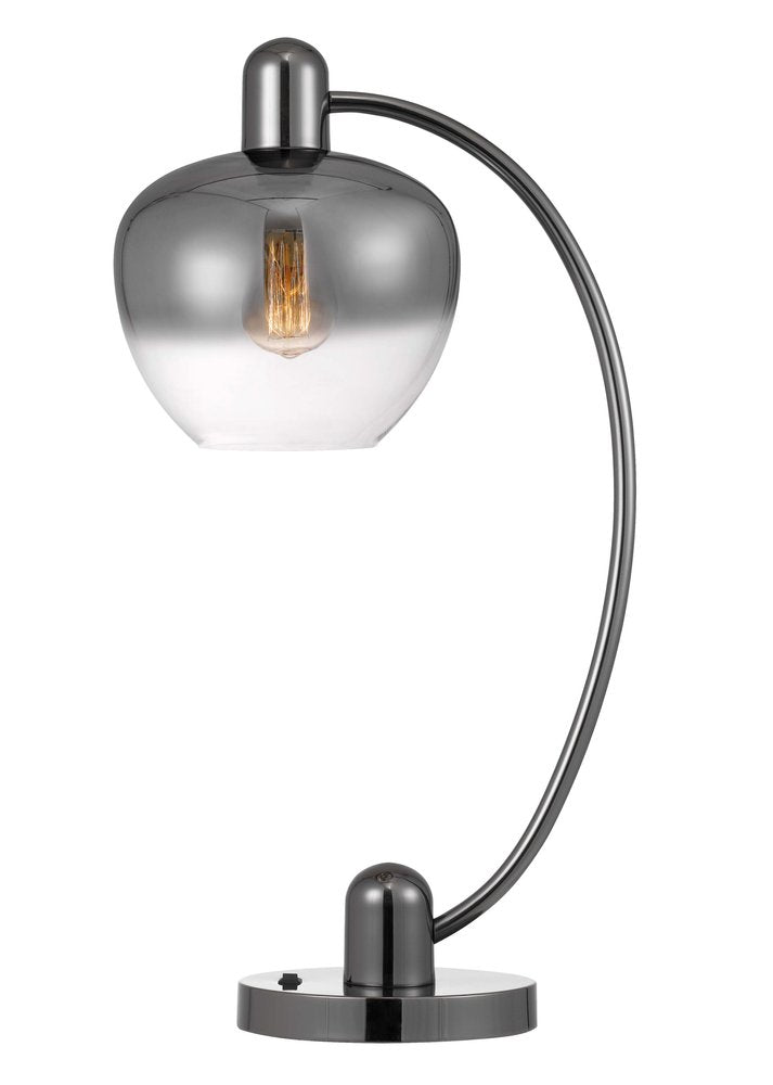 27" Gunmetal Metal Table Lamp With Silver Metallic Globe Shade — view 1