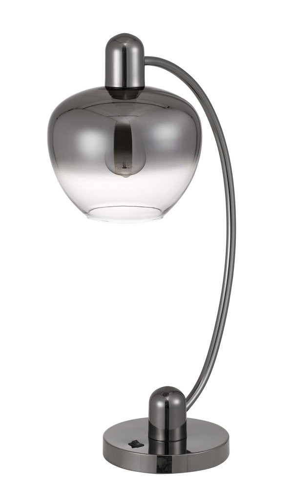 27" Gunmetal Metal Table Lamp With Silver Metallic Globe Shade HomeRoots