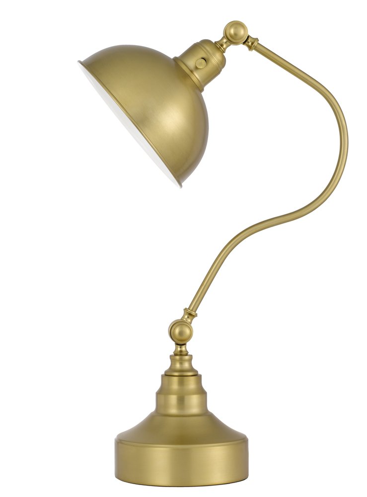 25" Antiqued Brass Metal Lantern Desk Lamp With Antiqued Brass Dome Shade — view 2
