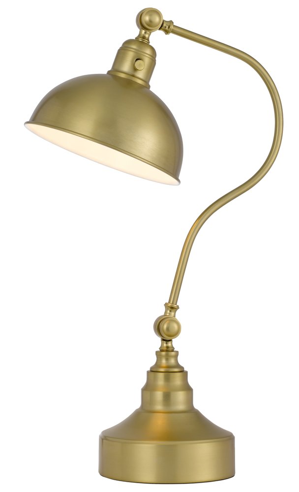25" Antiqued Brass Metal Lantern Desk Lamp With Antiqued Brass Dome Shade — view 3