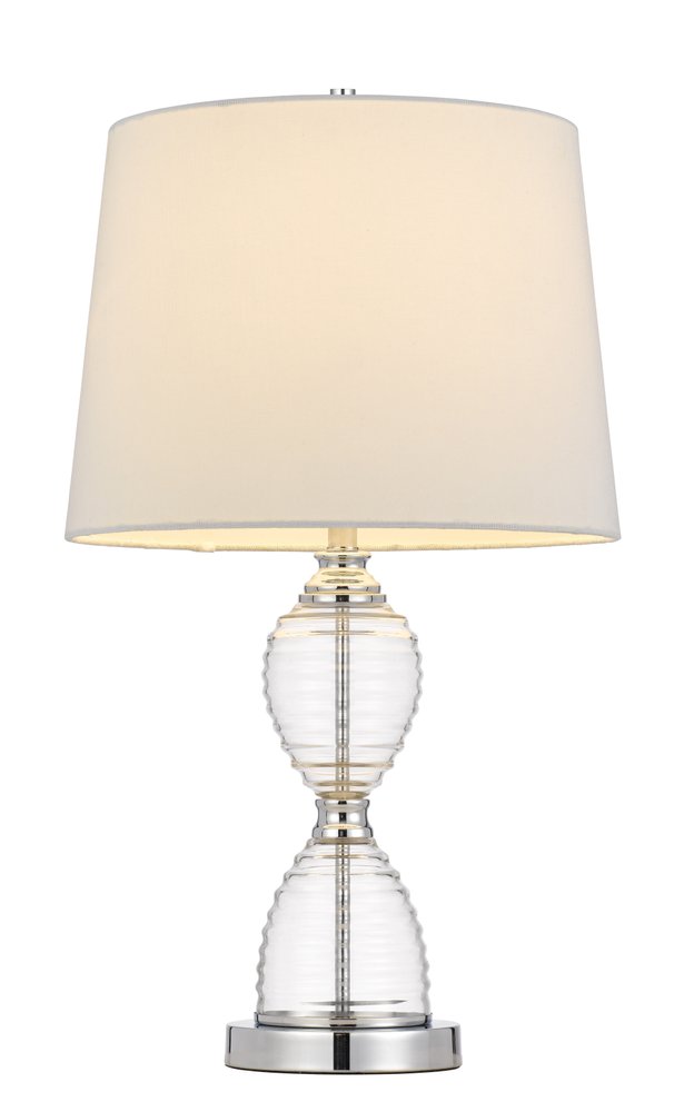 24" Clear Metal Table Lamp With White Empire Shade HomeRoots