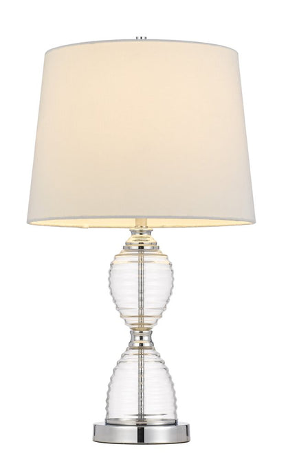 24" Clear Metal Table Lamp With White Empire Shade HomeRoots