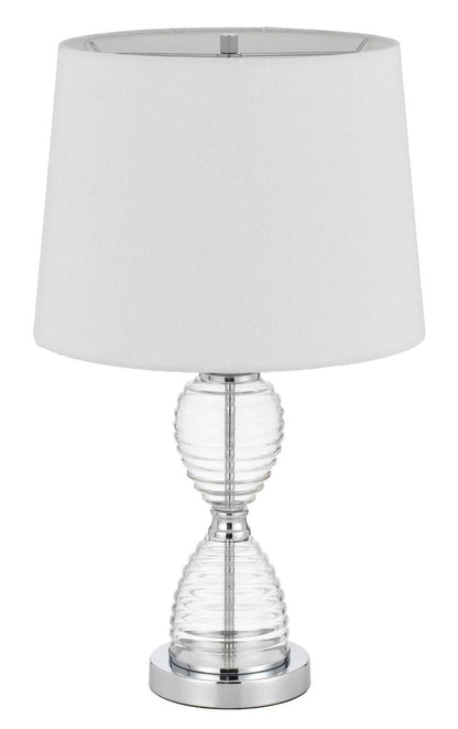 24" Clear Metal Table Lamp With White Empire Shade HomeRoots