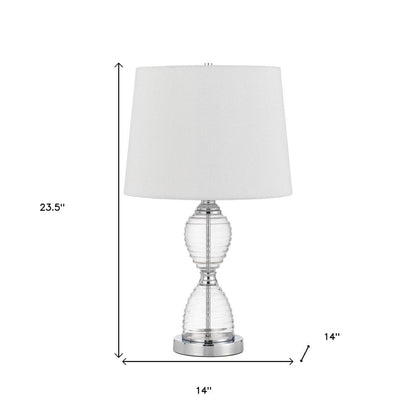 24" Clear Metal Table Lamp With White Empire Shade HomeRoots