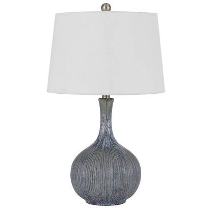 25" Stone Ceramic Round Table Lamp With White Empire Shade HomeRoots