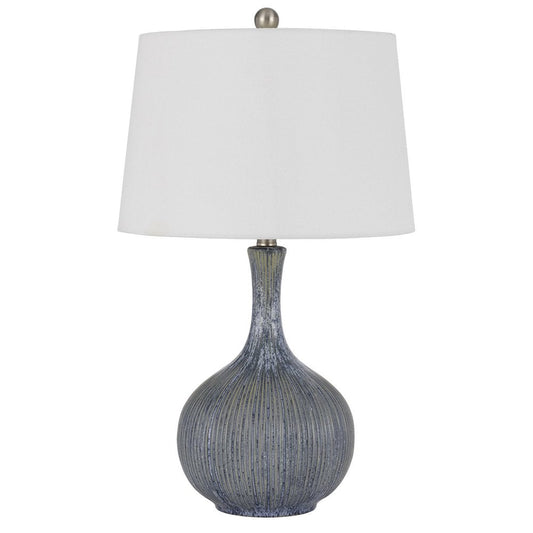 25" Stone Ceramic Round Table Lamp With White Empire Shade HomeRoots