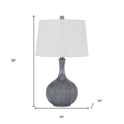 25" Stone Ceramic Round Table Lamp With White Empire Shade HomeRoots