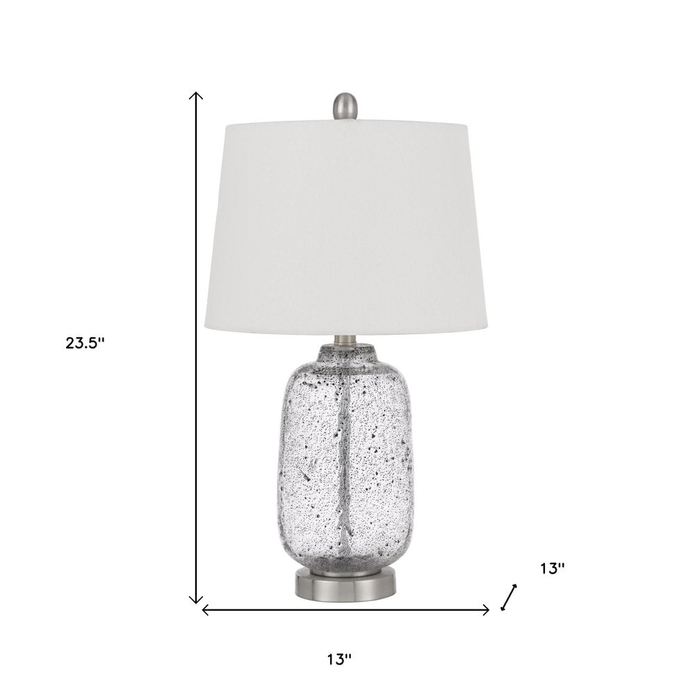 24" Nickel Metal Cylinder Table Lamp With White Empire Shade HomeRoots