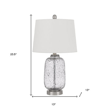 24" Nickel Metal Cylinder Table Lamp With White Empire Shade HomeRoots
