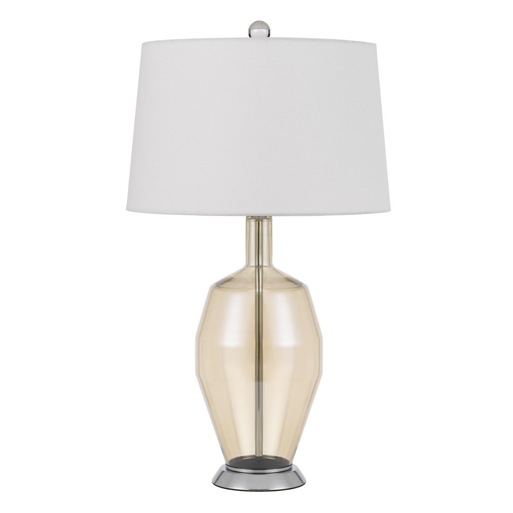 29" Nickel Metal Round Table Lamp With White Drum Shade HomeRoots