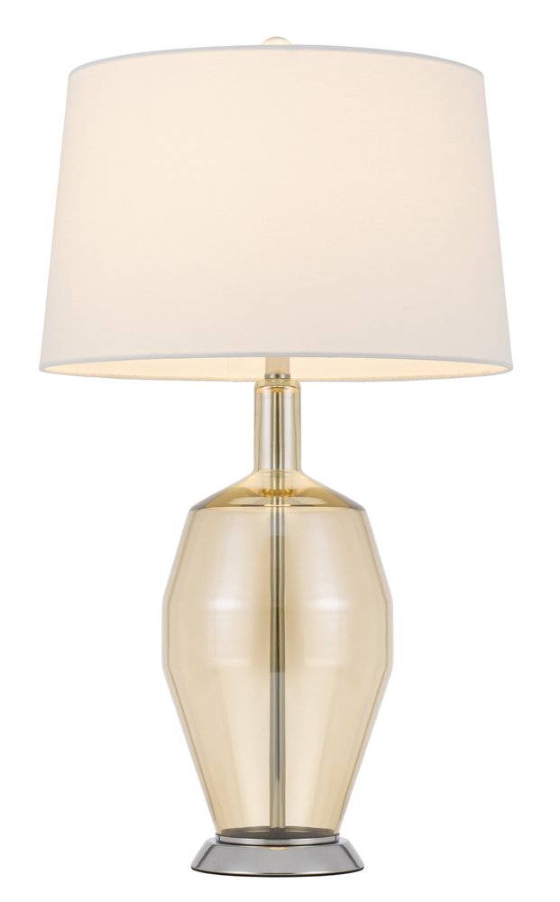 29" Nickel Metal Round Table Lamp With White Drum Shade HomeRoots
