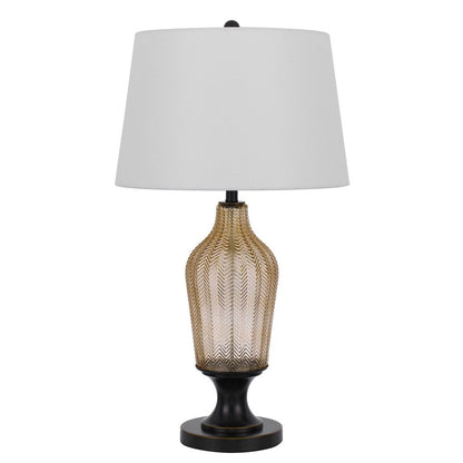 31" Bronze Glass Table Lamp With White Empire Shade HomeRoots