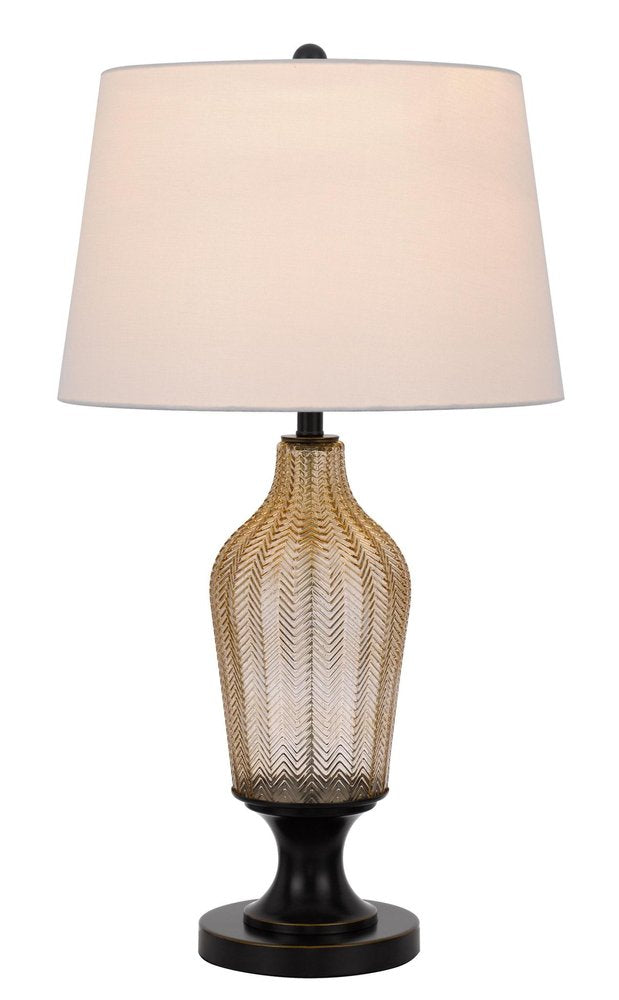 31" Bronze Glass Table Lamp With White Empire Shade — view 2