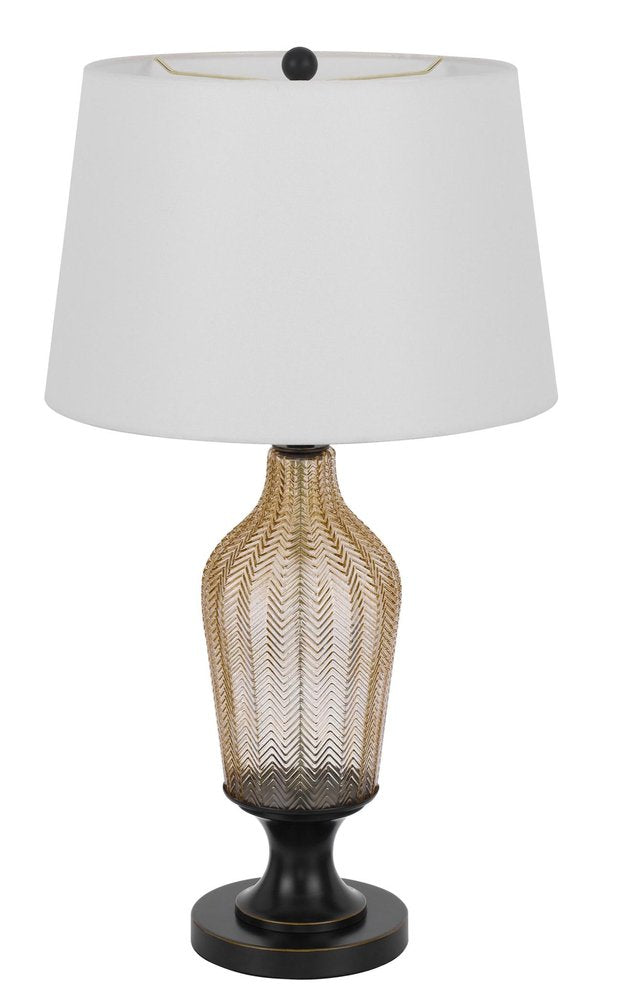 31" Bronze Glass Table Lamp With White Empire Shade — view 3