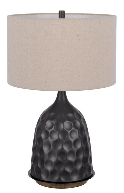 29" Gray Metal Table Lamp With Brown Drum Shade HomeRoots
