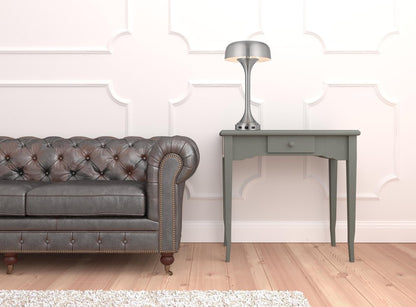 22" Nickel Metal Two Light Usb Table Lamp With Nickel Dome Shade HomeRoots