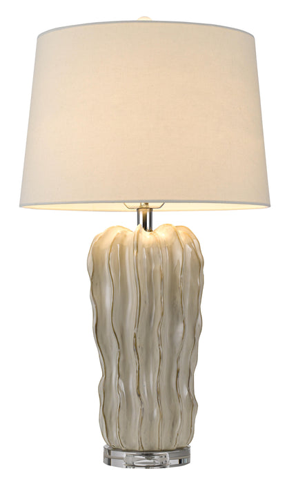 28" Nickel Glass Novelty Table Lamp With White Empire Shade