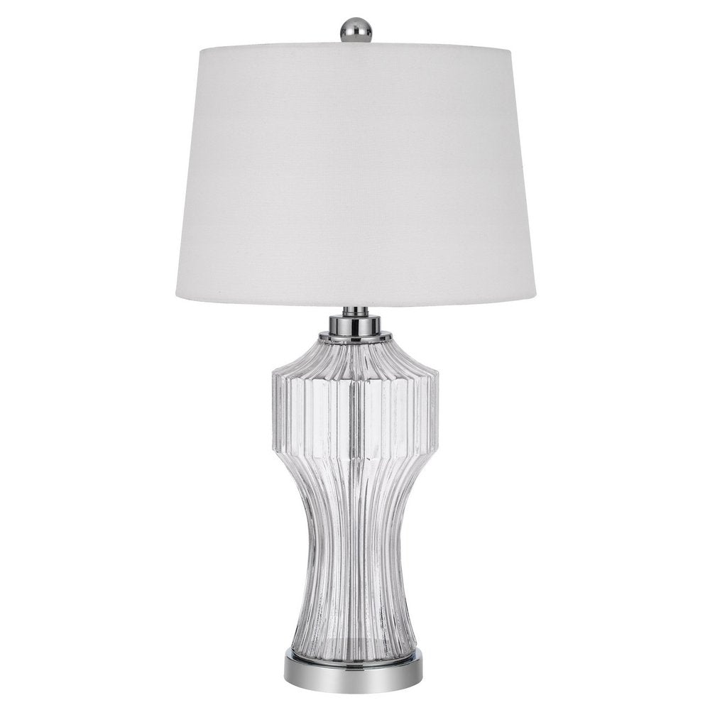 26" Clear Glass Table Lamp With White Empire Shade HomeRoots