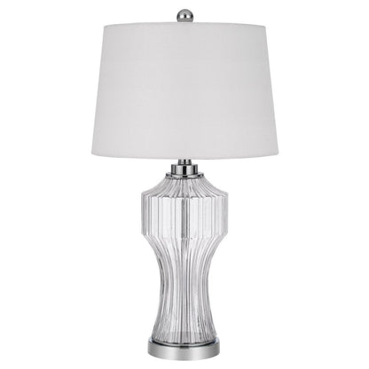 26" Clear Glass Table Lamp With White Empire Shade HomeRoots