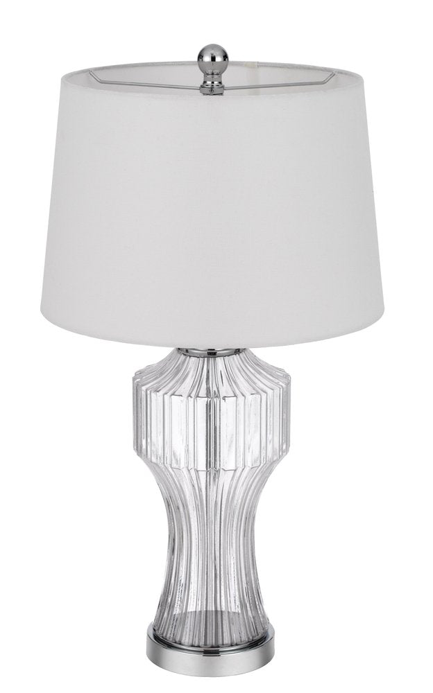 26" Clear Glass Table Lamp With White Empire Shade — view 2