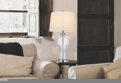 26" Clear Glass Table Lamp With White Empire Shade HomeRoots