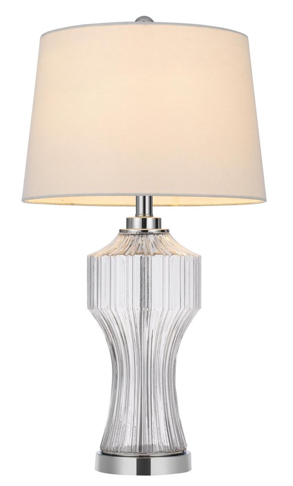 26" Clear Glass Table Lamp With White Empire Shade — view 3