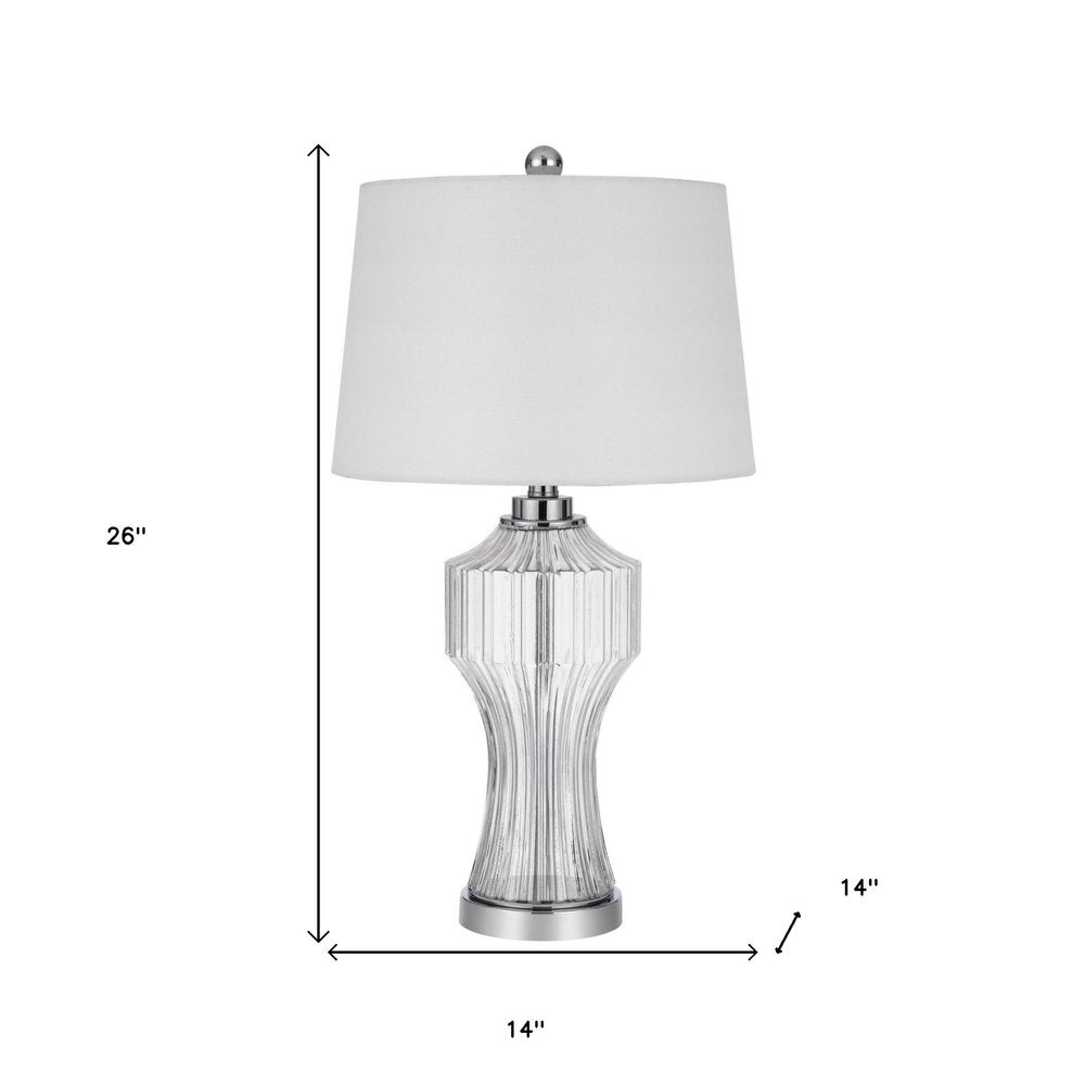 26" Clear Glass Table Lamp With White Empire Shade — view 4