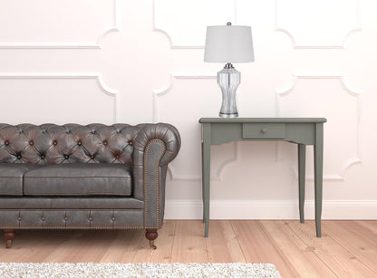 26" Clear Glass Table Lamp With White Empire Shade HomeRoots