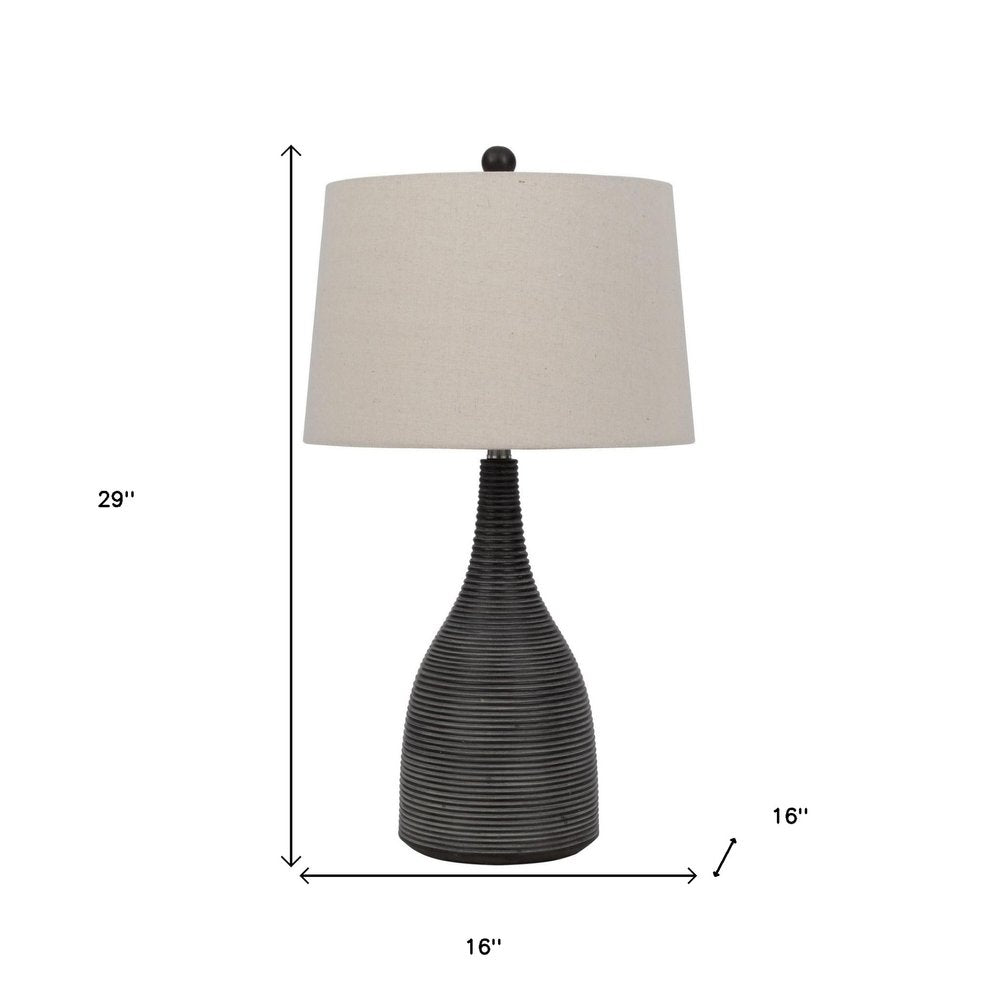 29" Black Ceramic Round Table Lamp With Beige Empire Shade HomeRoots