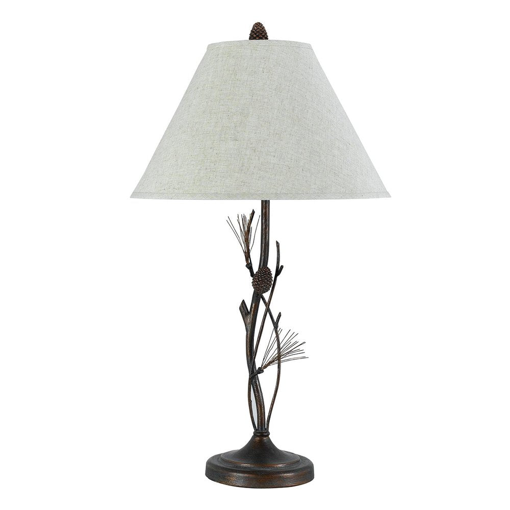 32" Rust Metal Table Lamp With Gray Empire Shade HomeRoots