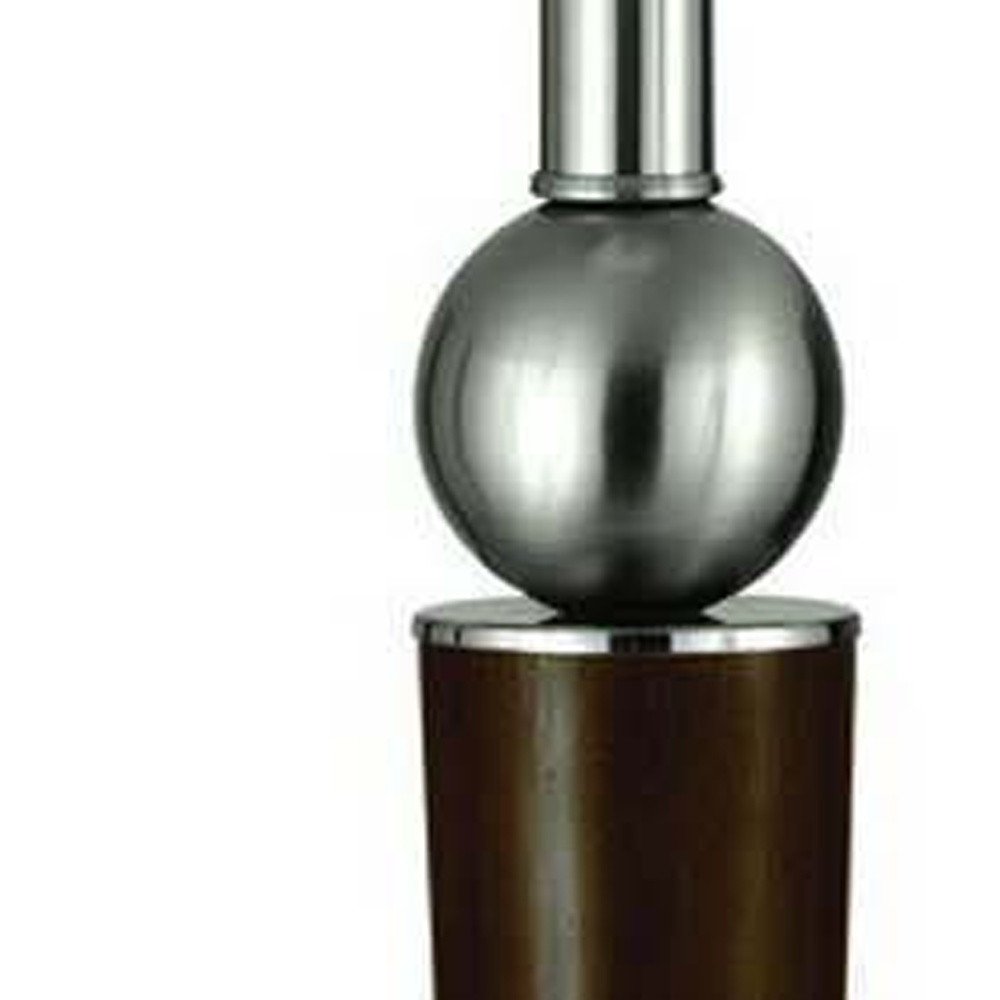 29" Nickel Metal Geometric USB Table Lamp With White Empire Shade HomeRoots