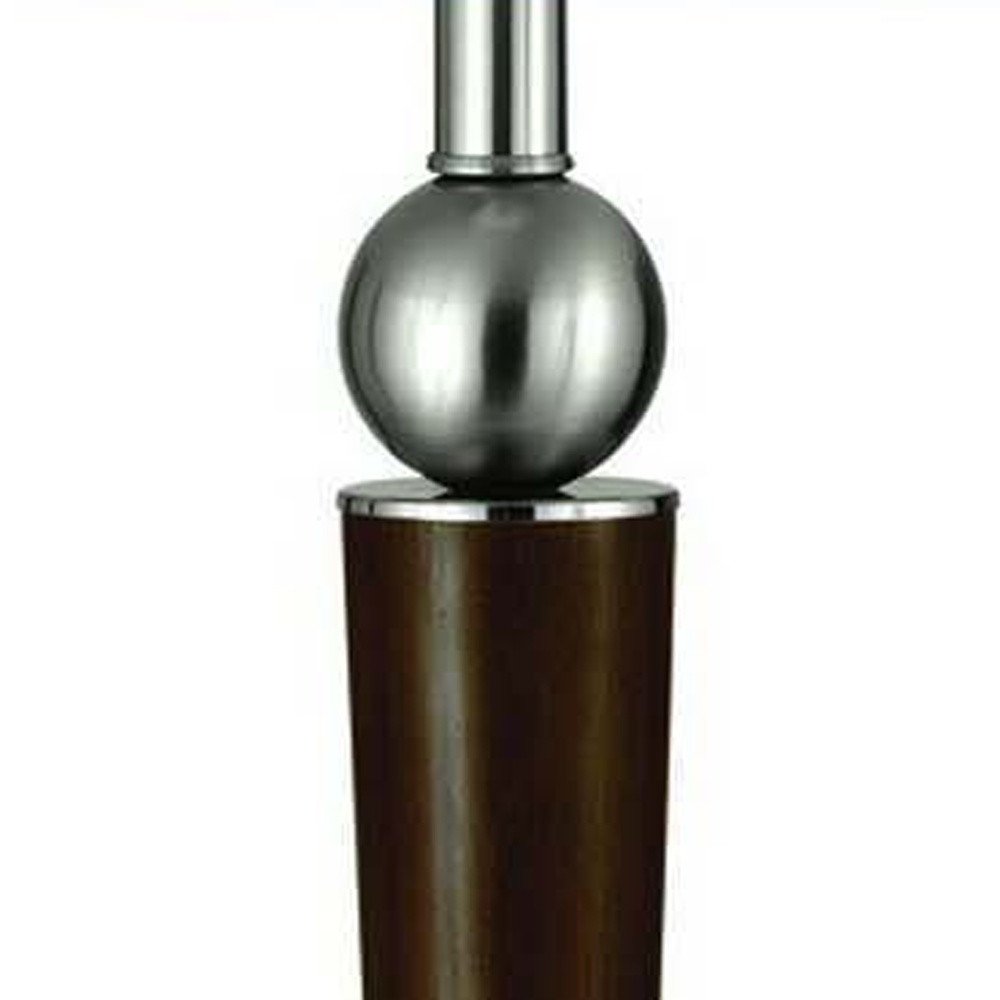 29" Nickel Metal Geometric USB Table Lamp With White Empire Shade HomeRoots