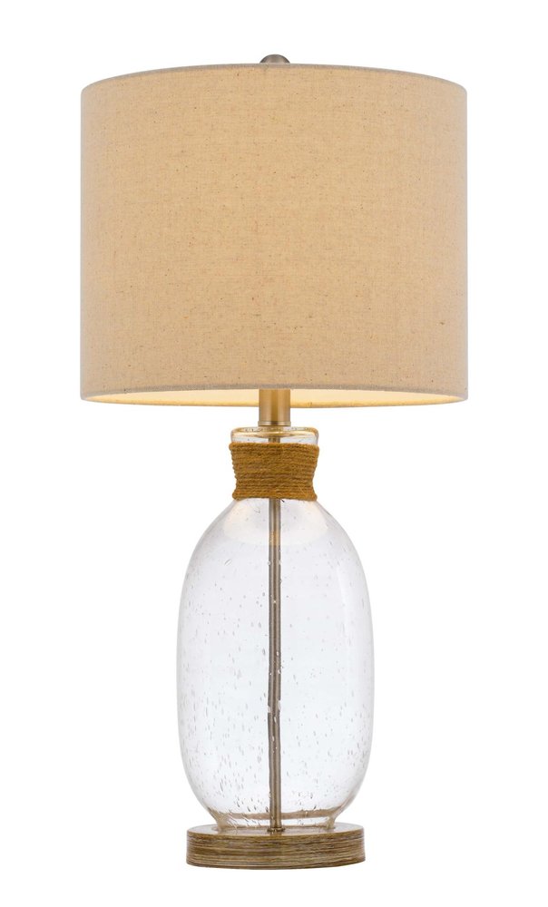 26" Brown Seeded Glass Table Lamp With Drum Shade — view 2