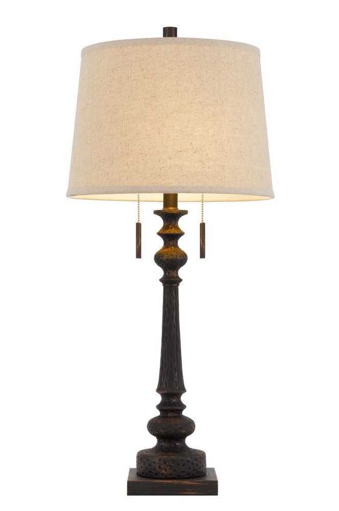 32" Charcoal Two Light Table Lamp With Tan Drum Shade — view 2