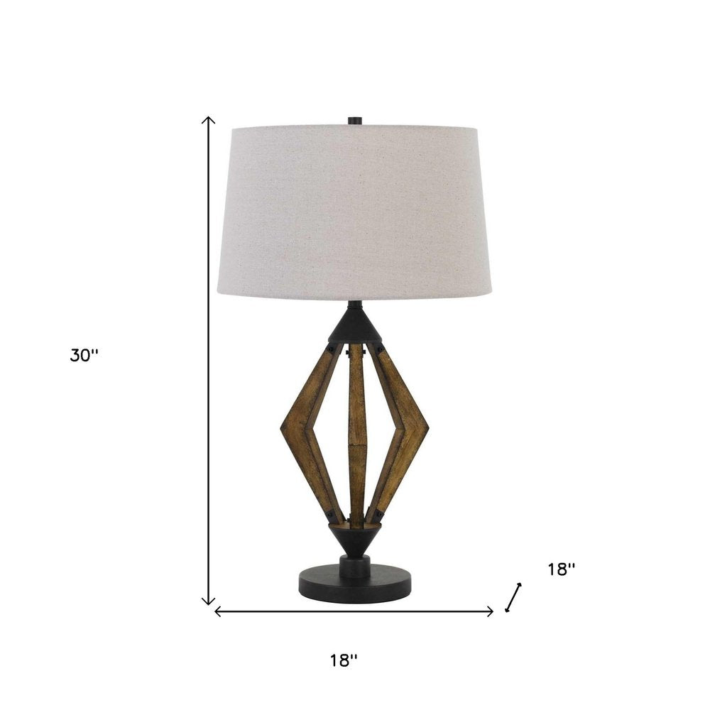 30" Black Metal Lantern Table Lamp With Gray Empire Shade HomeRoots