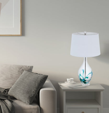 27" Clear Glass Table Lamp With White Empire Shade HomeRoots