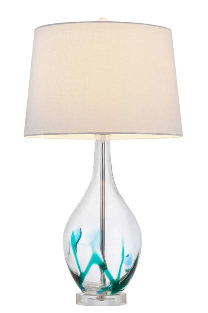27" Clear Glass Table Lamp With White Empire Shade HomeRoots