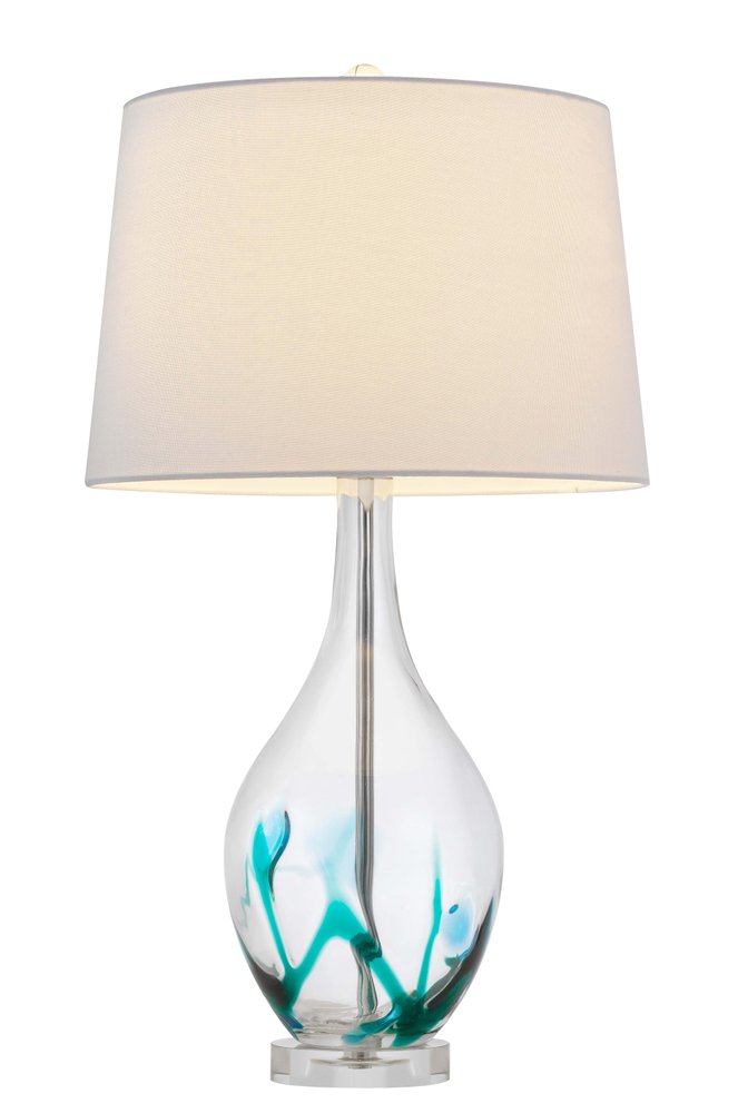 27" Clear Glass Table Lamp With White Empire Shade — view 2