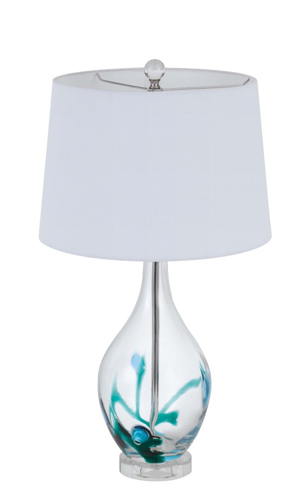 27" Clear Glass Table Lamp With White Empire Shade — view 3