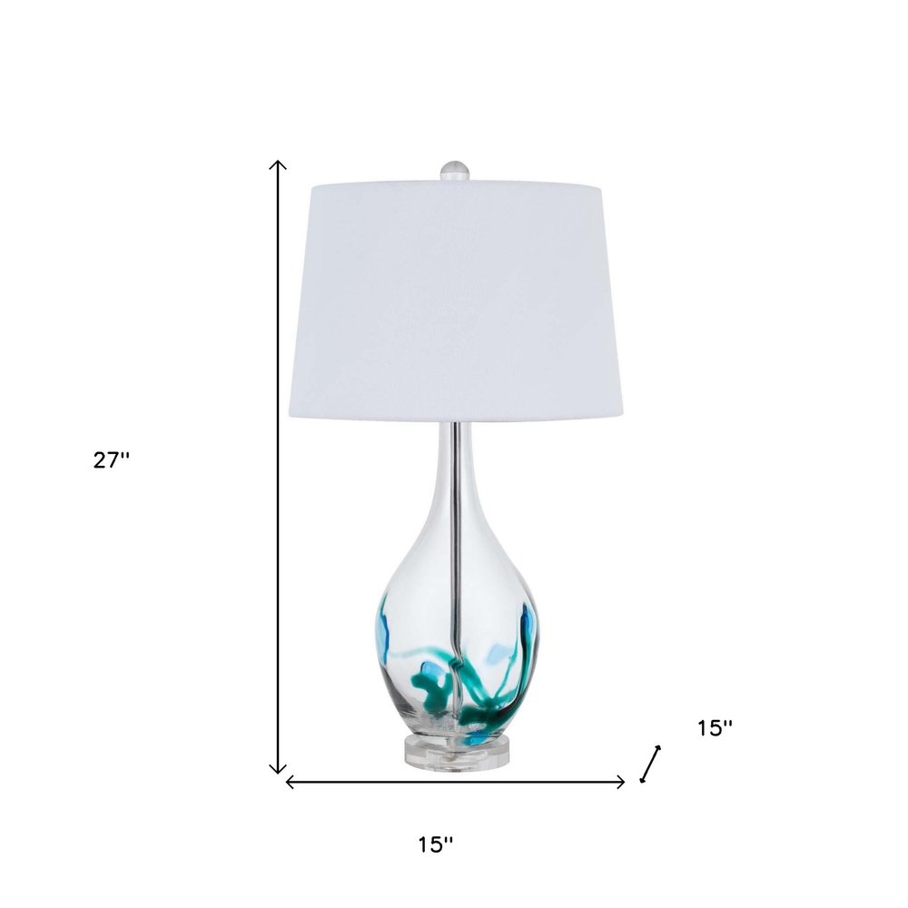 27" Clear Glass Table Lamp With White Empire Shade — view 4