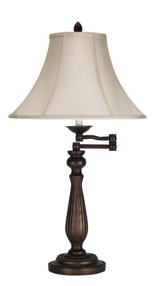 30" Rust Metal Table Lamp With Pearl Bell Shade HomeRoots